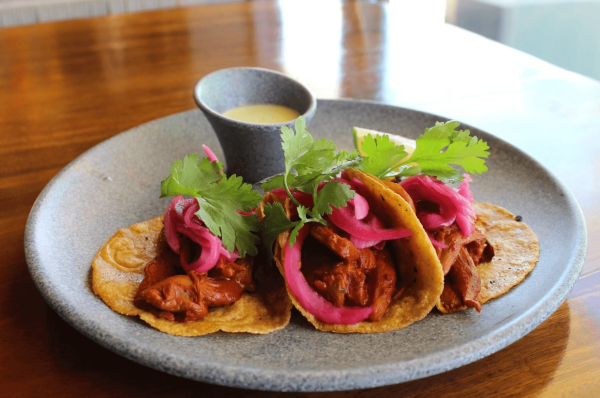 vega tacos plated at mayakoba restaurant